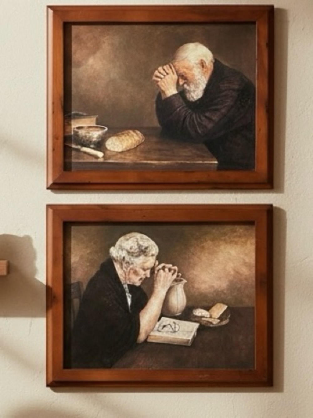 Grace & Gratitude Religious Wall Art Set of 2 Framed Prints 13x16 Rustic
